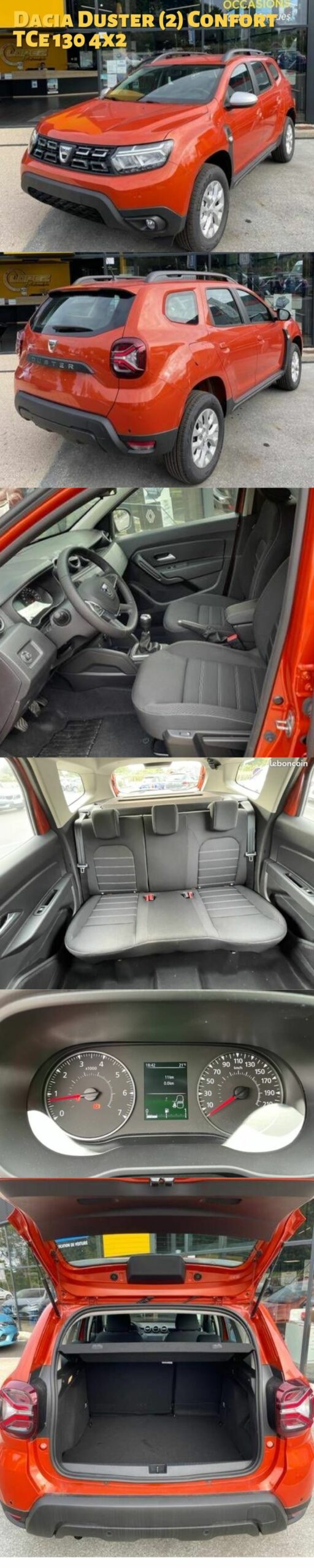 annonce dacia duster orange, boite manuelle essence, voiture d'occasion