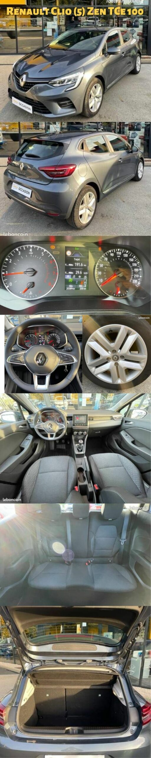 annonce renault clio 5 zen tce 100 essence