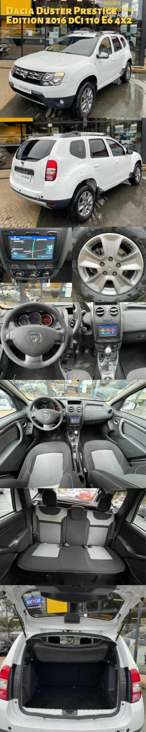 annonce dacia duster prestige edition 2016 dci 110 e6 4*2